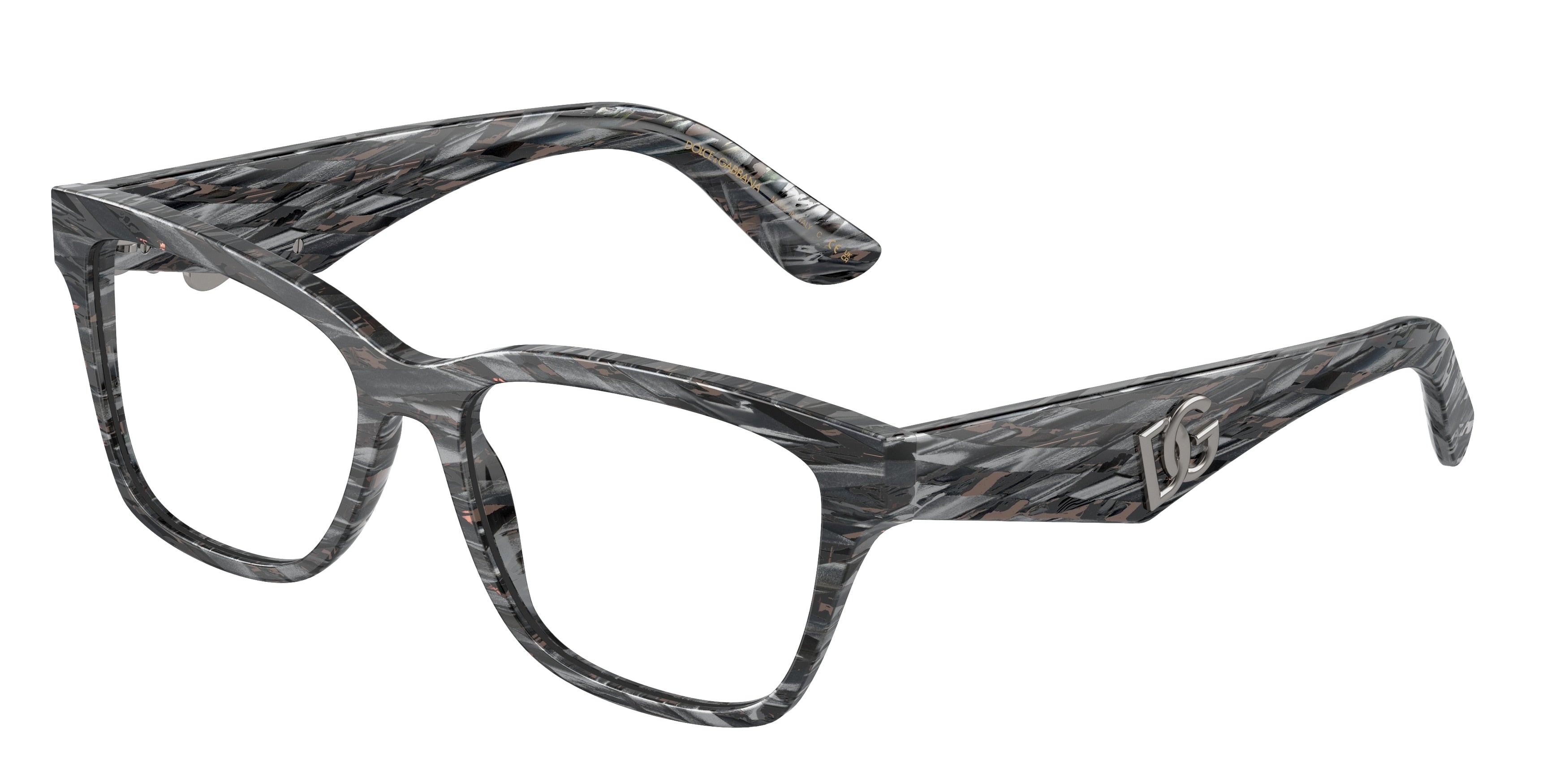 DOLCE & GABBANA DG3370 Rectangle Eyeglasses  3187-Striped Black 54-145-16 - Color Map Black