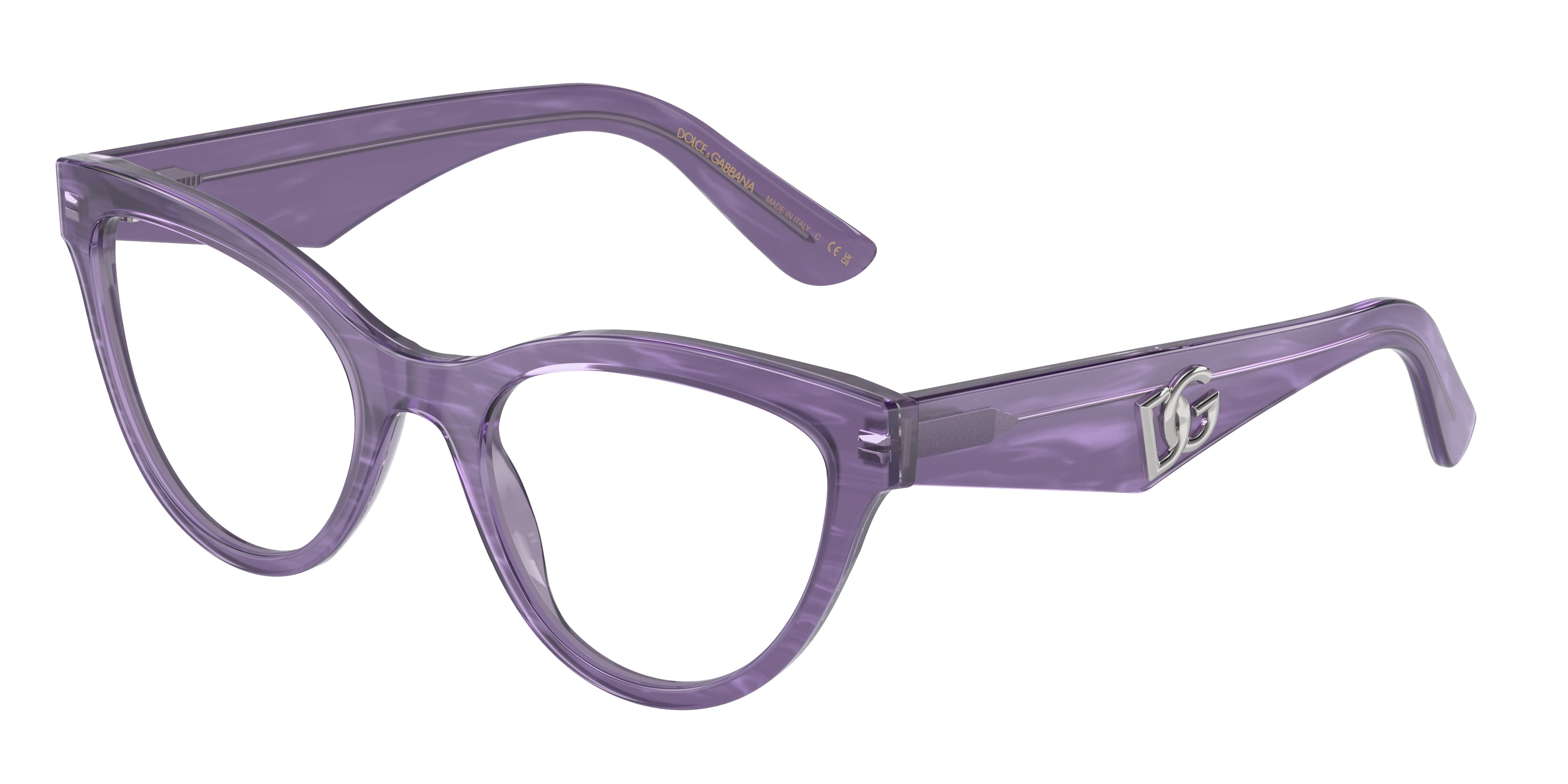 DOLCE & GABBANA DG3372 Butterfly Eyeglasses  3407-Fleur Purple 52-145-20 - Color Map Violet