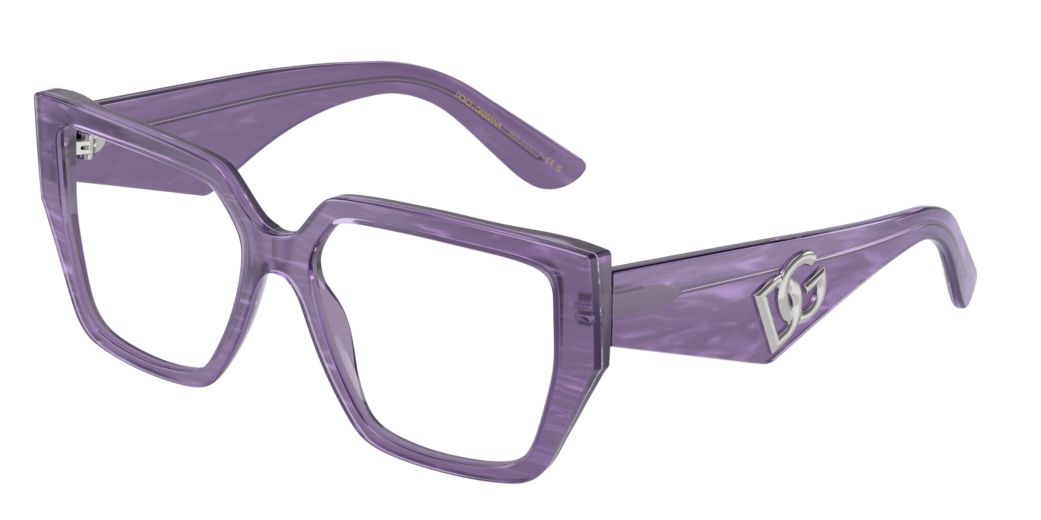 DOLCE & GABBANA DG3373 Square Eyeglasses  3407-Fleur Purple 55-145-16 - Color Map Violet