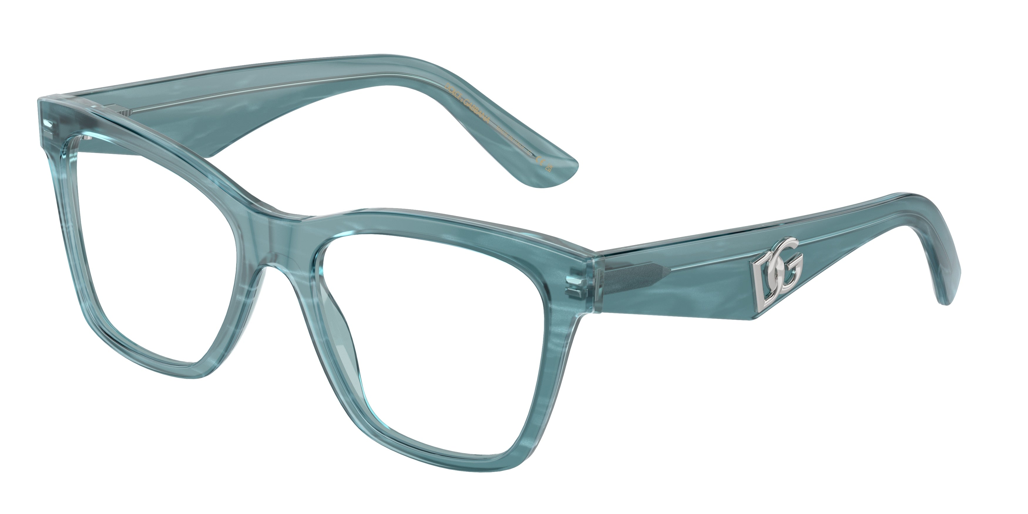 DOLCE & GABBANA DG3374 Square Eyeglasses  3406-Fleur Azure 53-145-18 - Color Map Blue