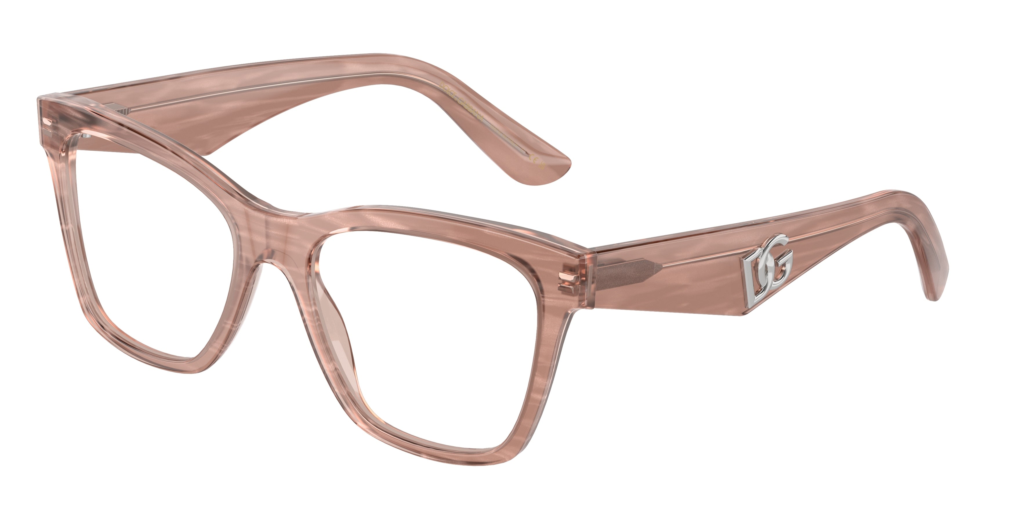 DOLCE & GABBANA DG3374 Square Eyeglasses  3411-Fleur Caramel 53-145-18 - Color Map Brown