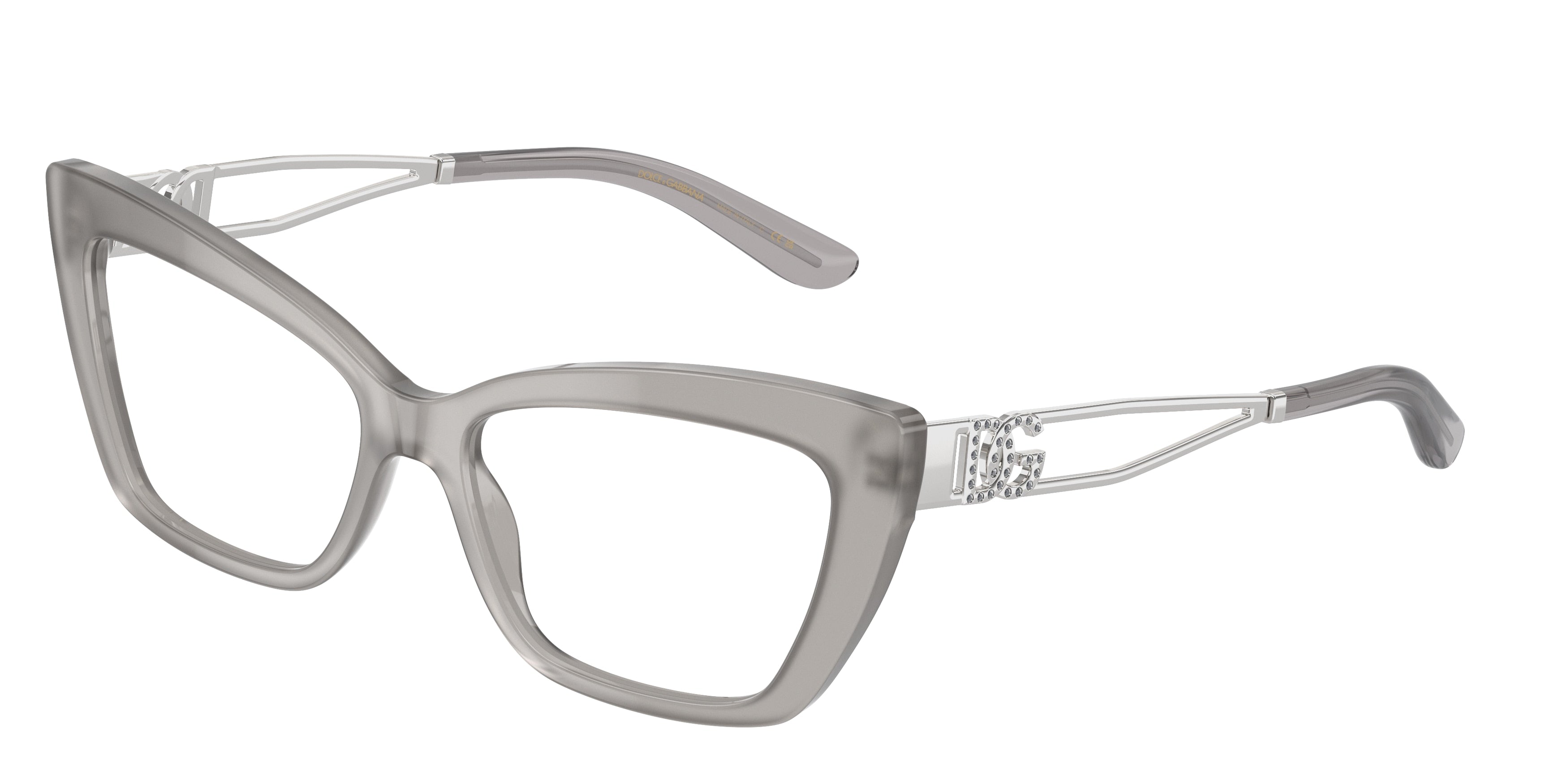 DOLCE & GABBANA DG3375B Cat Eye Eyeglasses  3421-Opal Grey 55-140-16 - Color Map Grey
