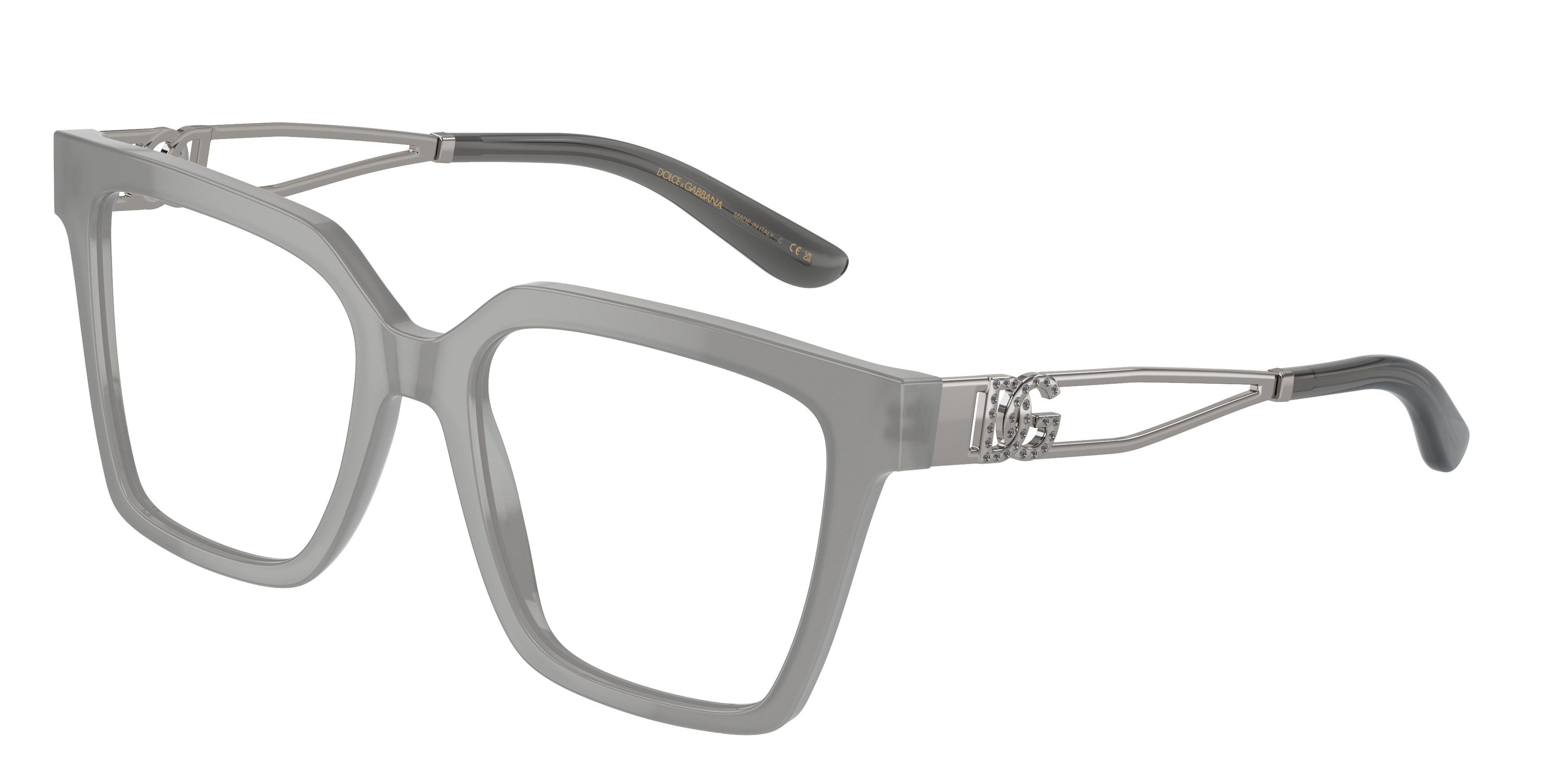 DOLCE & GABBANA DG3376B Square Eyeglasses  3419-Opal Dark Grey 53-140-18 - Color Map Grey