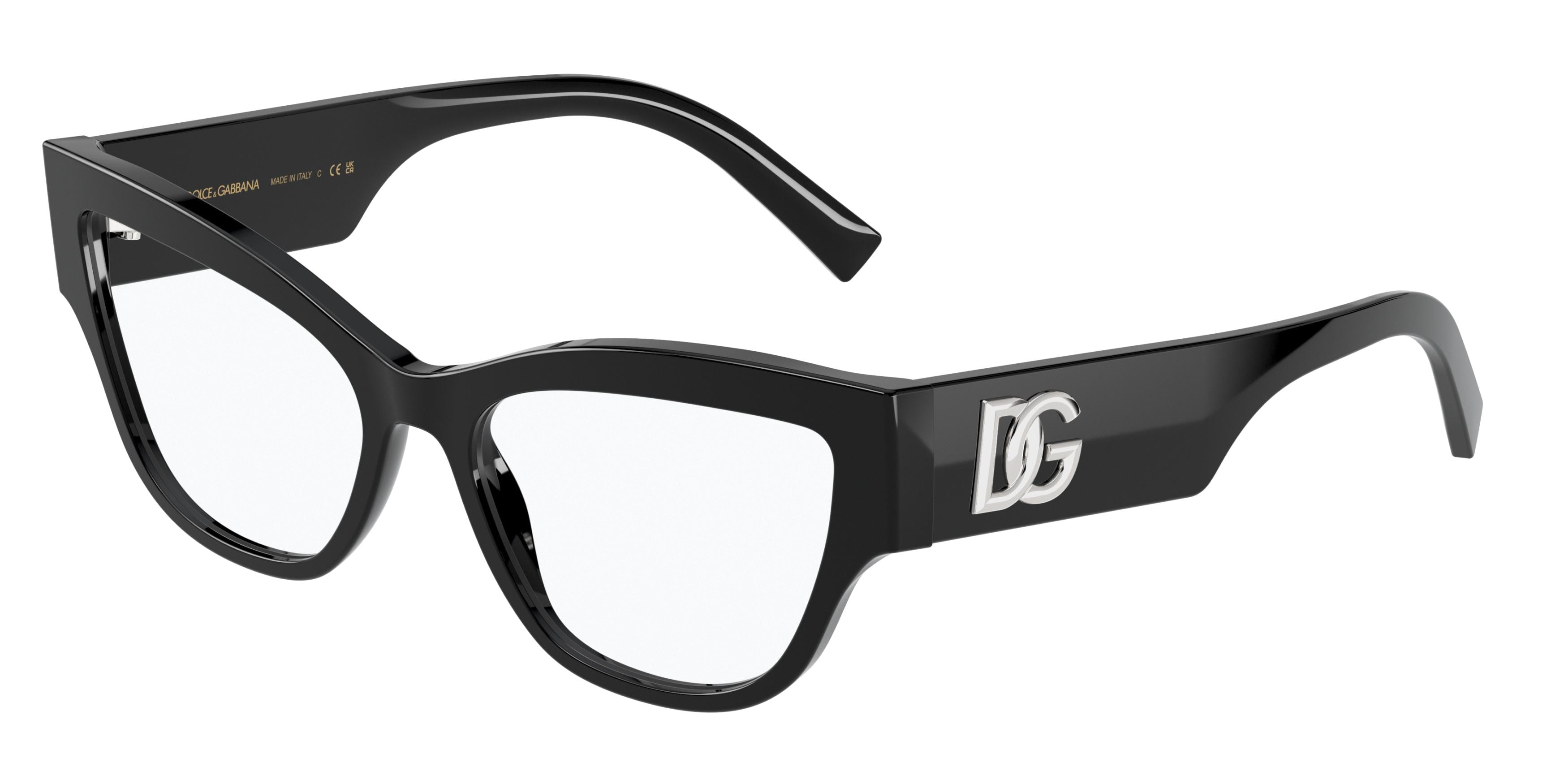 DOLCE & GABBANA DG3378 Cat Eye Eyeglasses  501-Black 55-145-17 - Color Map Black