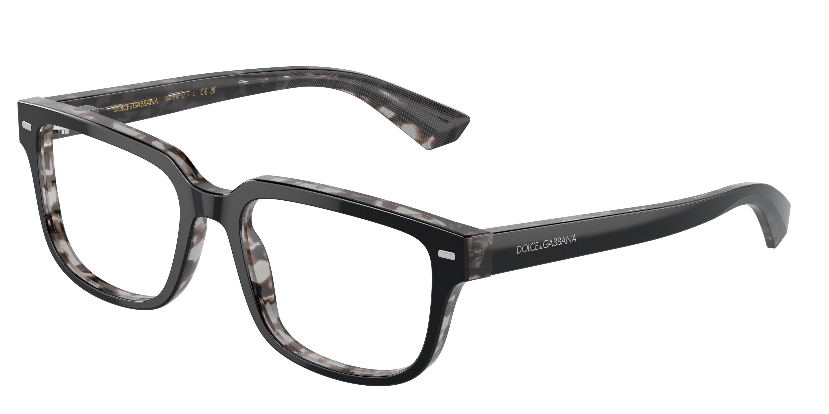 DOLCE & GABBANA DG3380 Square Eyeglasses  3403-Black On Grey Havana 54-145-18 - Color Map Black