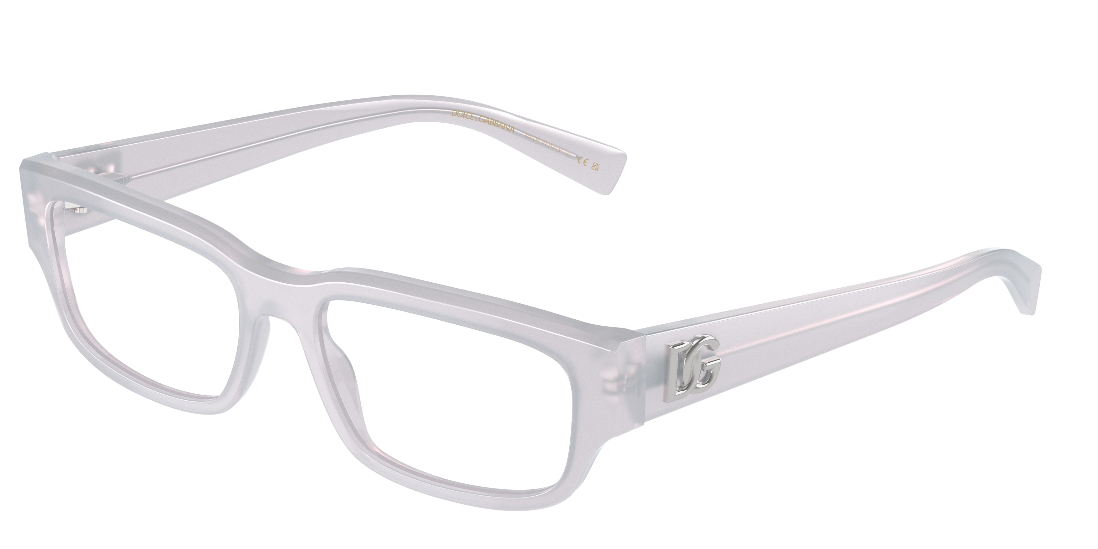 DOLCE & GABBANA DG3381 Rectangle Eyeglasses  3420-Opal Crystal 55-145-17 - Color Map Transparent