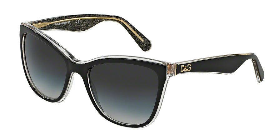 DOLCE & GABBANA DG4193 Butterfly Sunglasses  27378G-TOP BLACK/GLITTER GOLD 56-18-140 - Color Map black