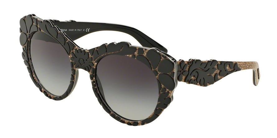 DOLCE & GABBANA DG4267 Round Sunglasses  29988G-TOP BLACK/TEXTURE TISSUE 53-20-140 - Color Map black