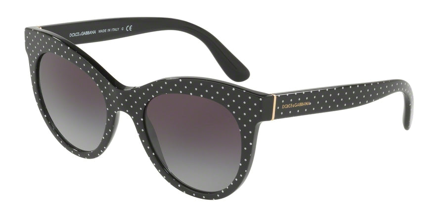 DOLCE & GABBANA DG4311F Oval Sunglasses  31268G-POIS WHITE ON BLACK 53-20-140 - Color Map black