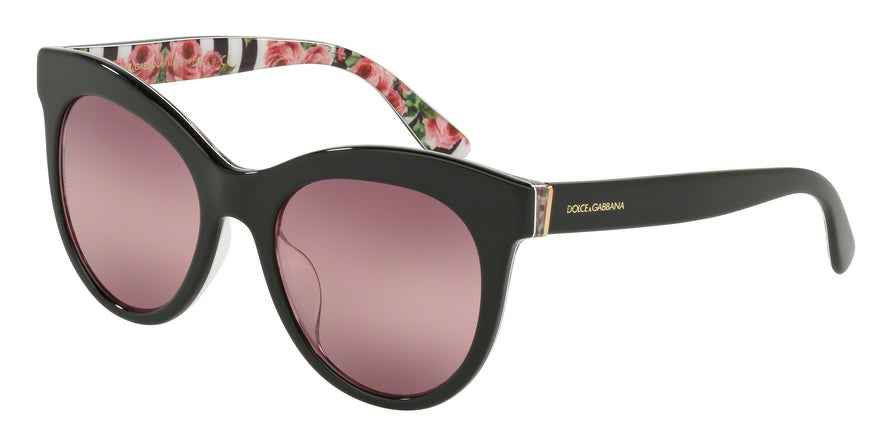 DOLCE & GABBANA DG4311F Oval Sunglasses  3165W9-BLACK ON PRINT ROSE 53-20-140 - Color Map black