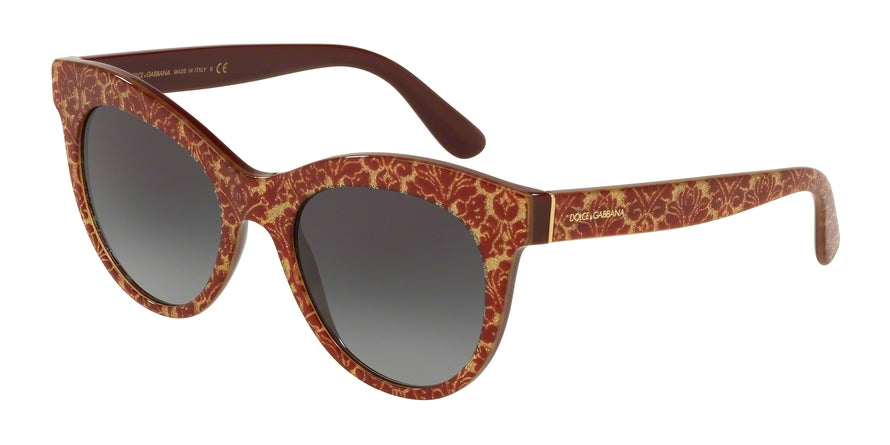 DOLCE & GABBANA DG4311F Oval Sunglasses  32068G-DAMASCUS GLITTER ON BORDEAUX 53-20-140 - Color Map bordeaux