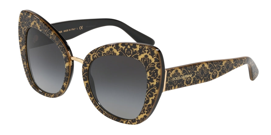 DOLCE & GABBANA DG4319 Butterfly Sunglasses  32148G-DAMASCO GLITTER BLACK ON BLACK 51-22-140 - Color Map black