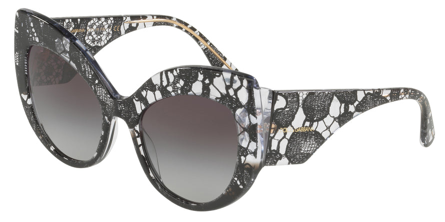 DOLCE & GABBANA DG4321 Cat Eye Sunglasses  31528G-BLACK GRADIENT LACE 55-20-140 - Color Map black