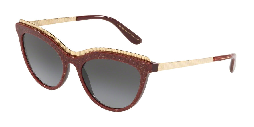DOLCE & GABBANA DG4335F Cat Eye Sunglasses  32198G-GLITTER GOLD STRIPED BORD 54-18-140 - Color Map bordeaux