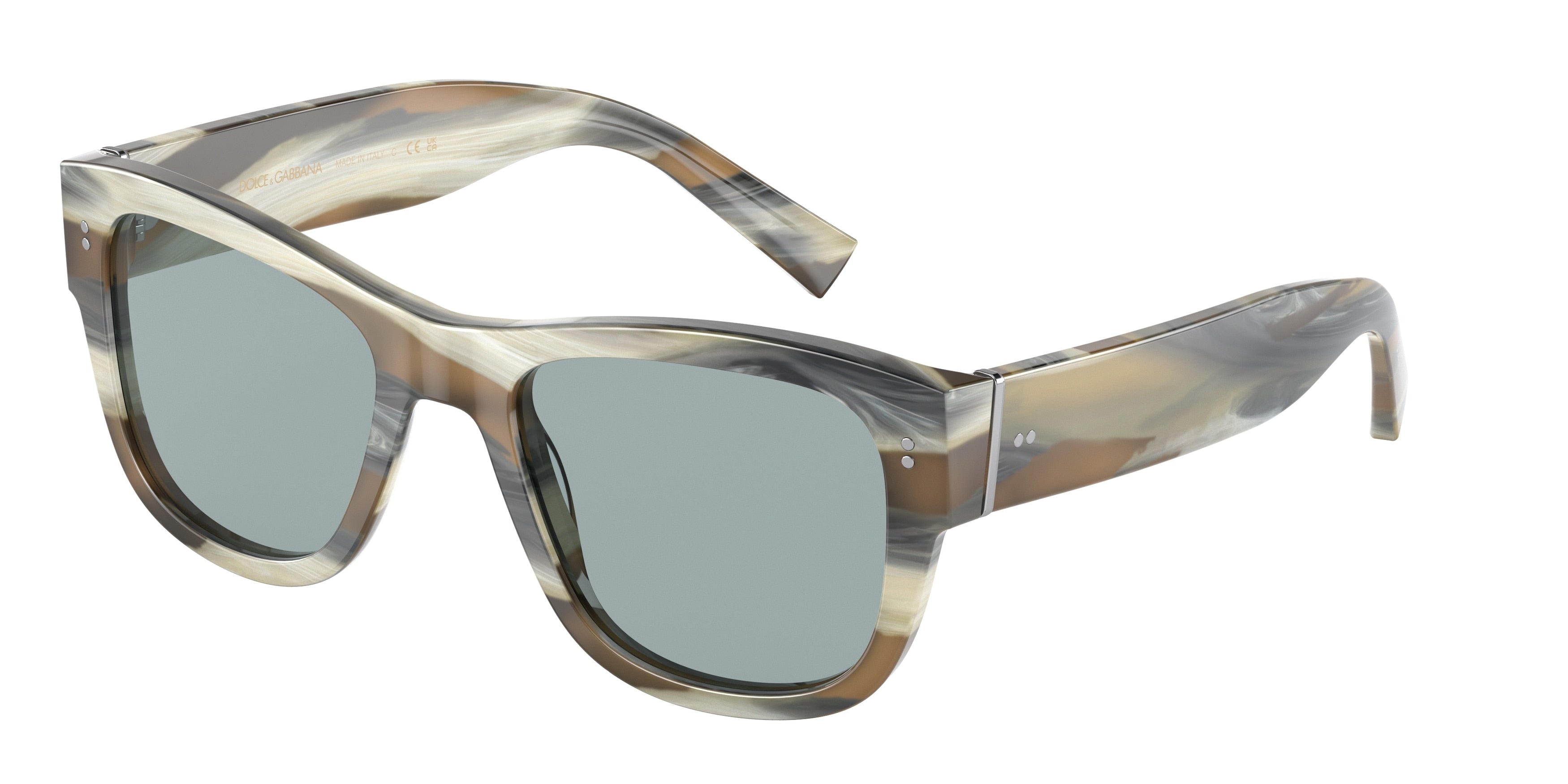 DOLCE & GABBANA DG4338 Square Sunglasses  339087-Grey Horn 52-140-20 - Color Map Grey