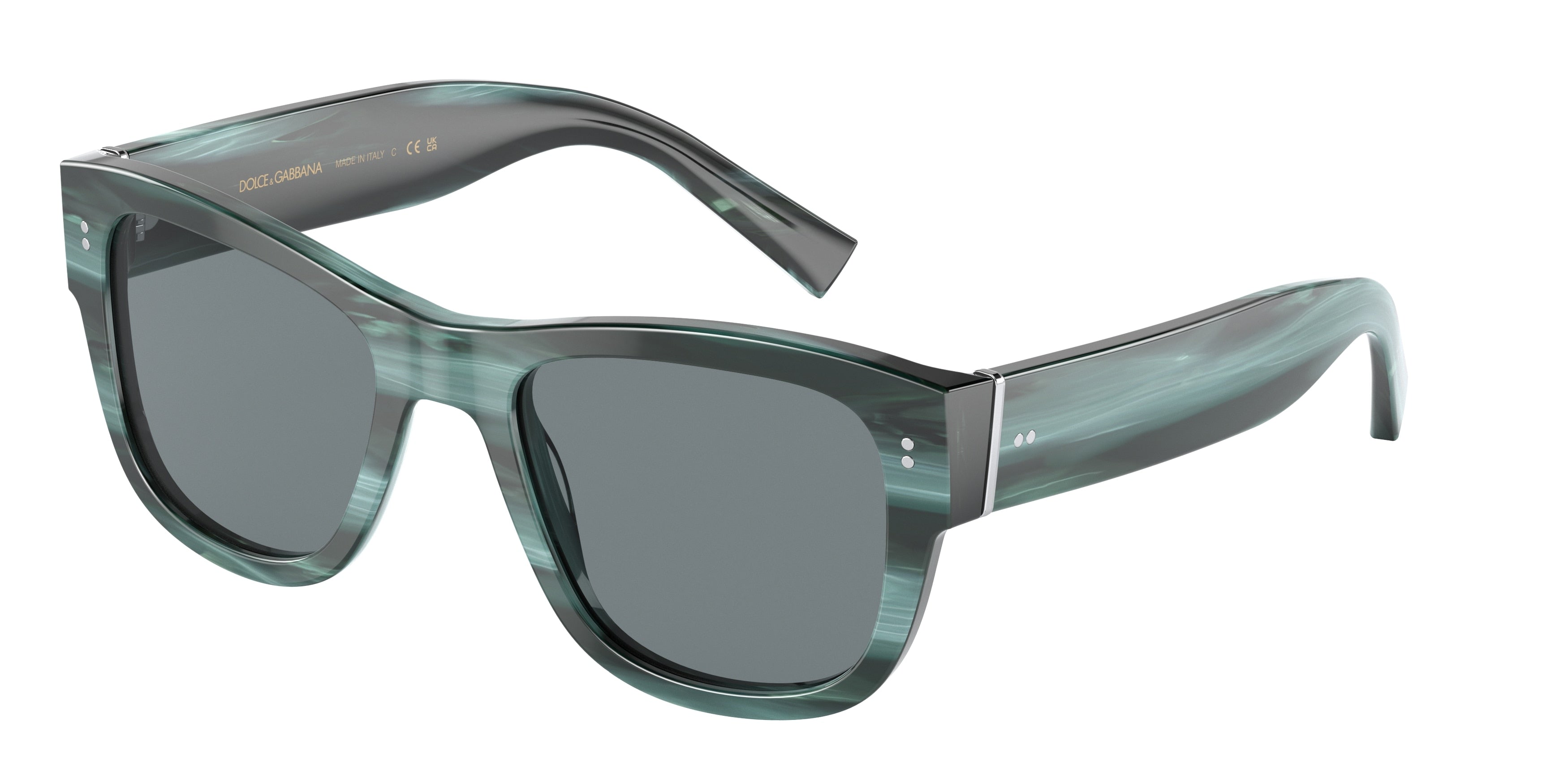 DOLCE & GABBANA DG4338 Square Sunglasses  339180-Blue Horn 52-140-20 - Color Map Blue