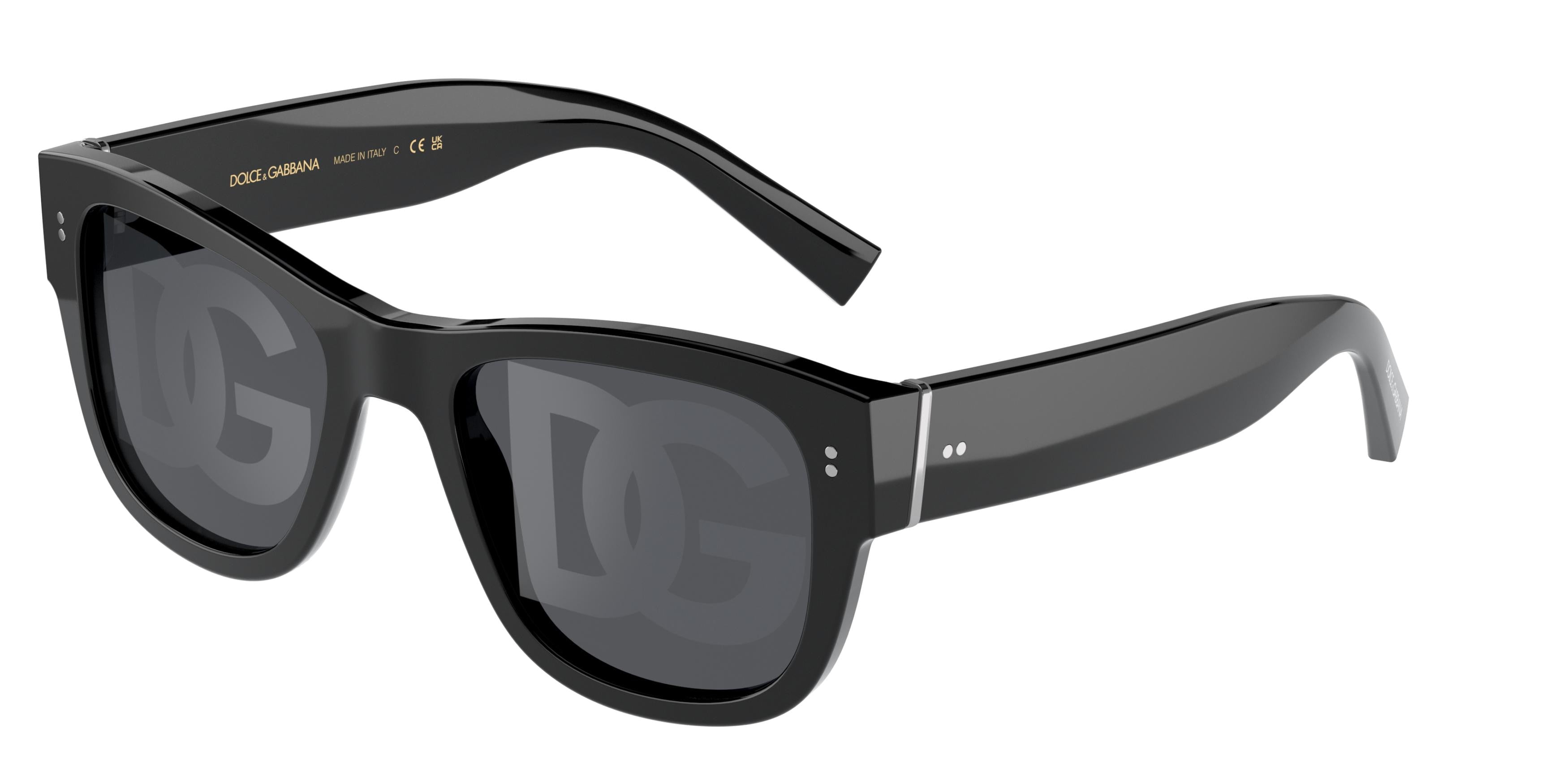 DOLCE & GABBANA DG4338 Square Sunglasses  501/M-Black 52-140-20 - Color Map Black