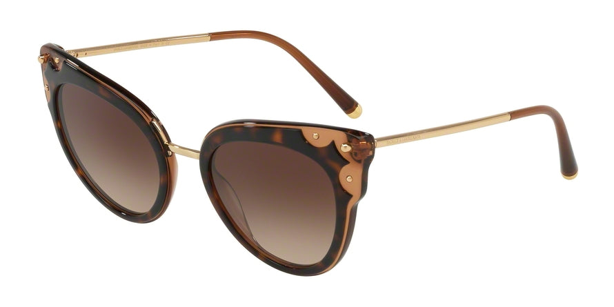 DOLCE & GABBANA DG4340 Cat Eye Sunglasses  318513-TOP HAVANA ON TRANSP BROWN 51-21-140 - Color Map brown