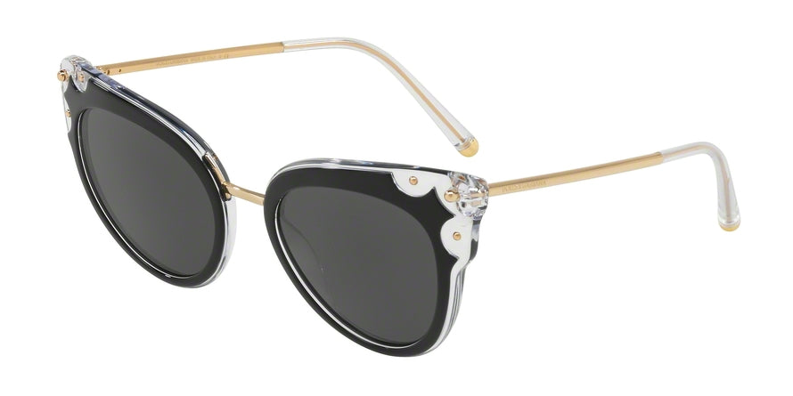 DOLCE & GABBANA DG4340 Cat Eye Sunglasses  675/87-TOP BLACK ON CRYSTAL 51-21-140 - Color Map black