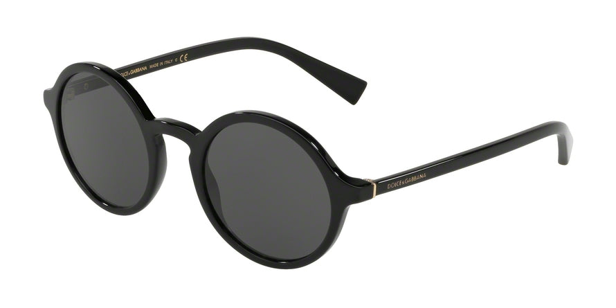 DOLCE & GABBANA DG4342F Round Sunglasses  501/87-BLACK 49-22-140 - Color Map black