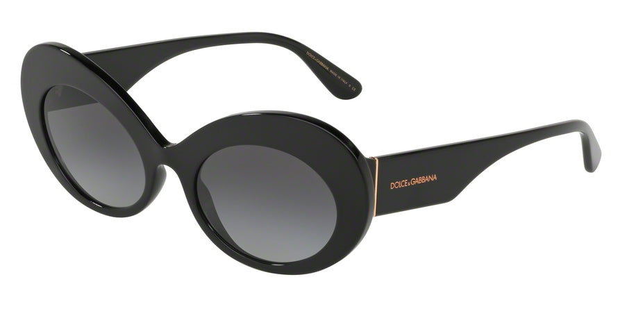 DOLCE & GABBANA DG4345F Oval Sunglasses  501/8G-BLACK 55-20-145 - Color Map black