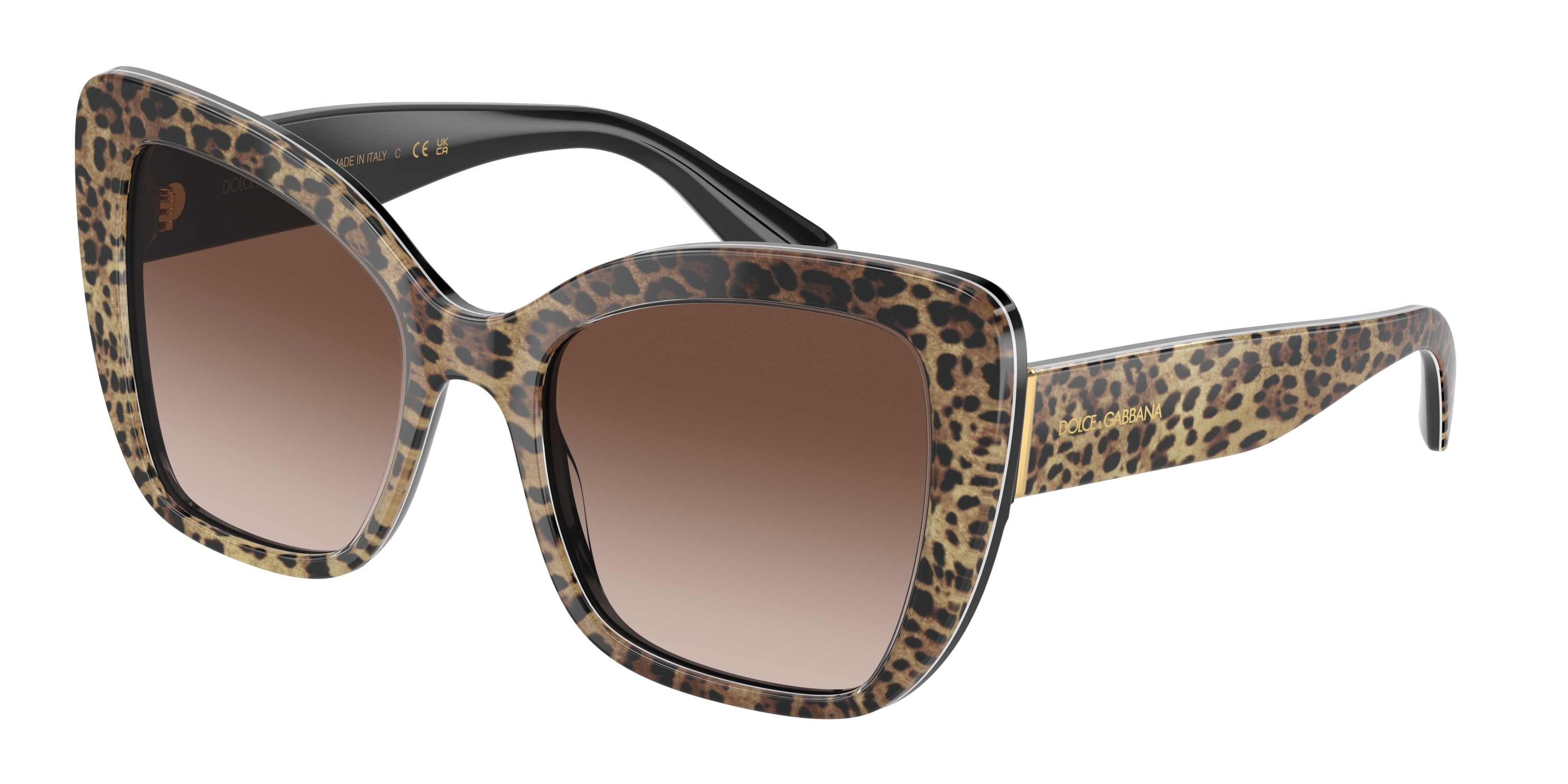 DOLCE & GABBANA DG4348 Butterfly Sunglasses  316313-Leo Brown On Black 54-140-20 - Color Map Brown