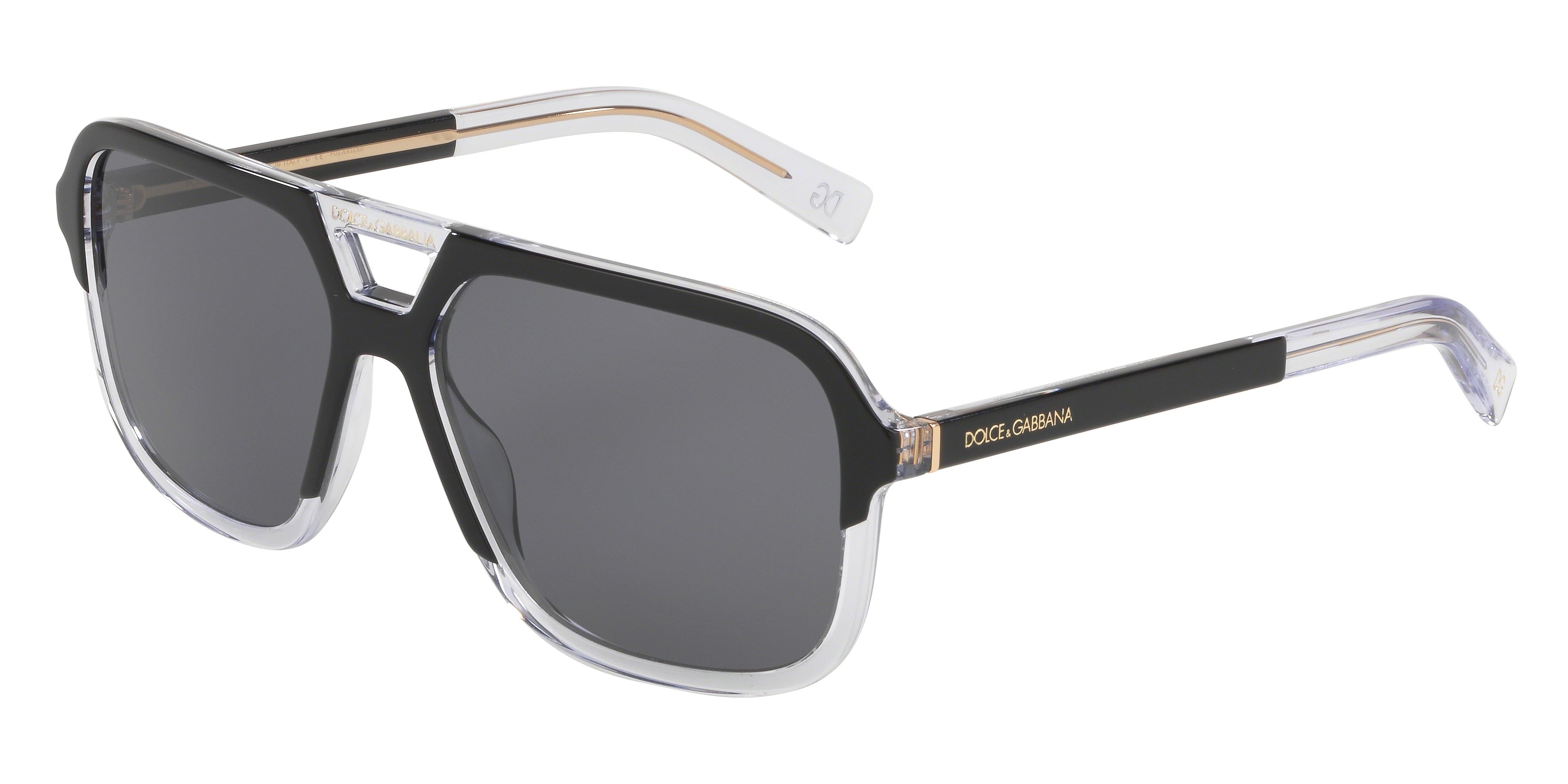 DOLCE & GABBANA DG4354F Rectangle Sunglasses  501/81-Black 58-145-15 - Color Map Black