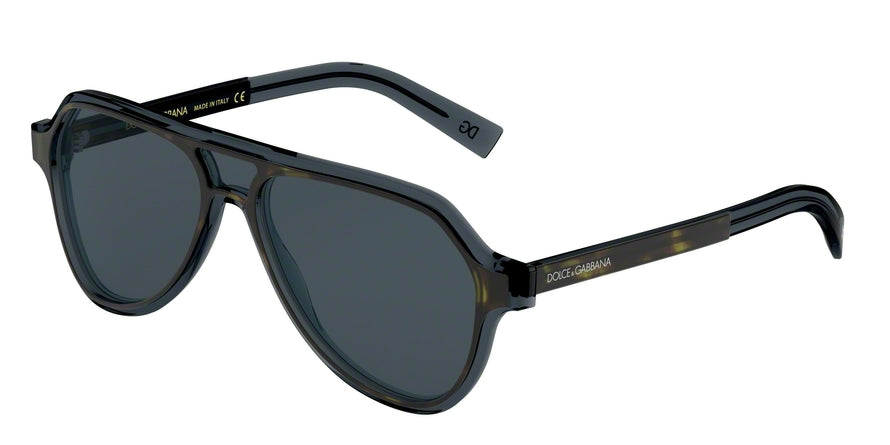 DOLCE & GABBANA DG4355 Pilot Sunglasses  320980-TOP HAVANA ON TRANSP BLUE 56-15-145 - Color Map blue