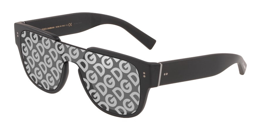 DOLCE & GABBANA DG4356F Rectangle Sunglasses  1934/P-MATTE BLACK 22-122-140 - Color Map black