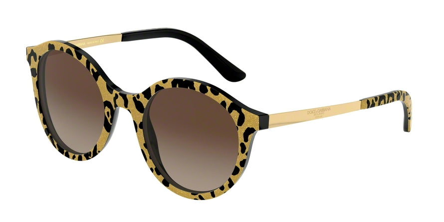 DOLCE & GABBANA DG4358 Phantos Sunglasses  320813-LEO GLITTER GOLD ON BLACK 50-21-140 - Color Map multi
