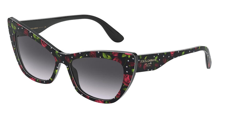 DOLCE & GABBANA DG4370 Cat Eye Sunglasses  32298G-PRINT ROSES HEARTS 56-15-140 - Color Map multi