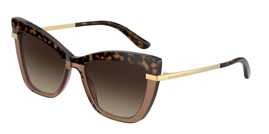 DOLCE & GABBANA DG4374F Cat Eye Sunglasses  325613-HAVANA ON TRANSPARENT BROWN 54-18-140 - Color Map brown