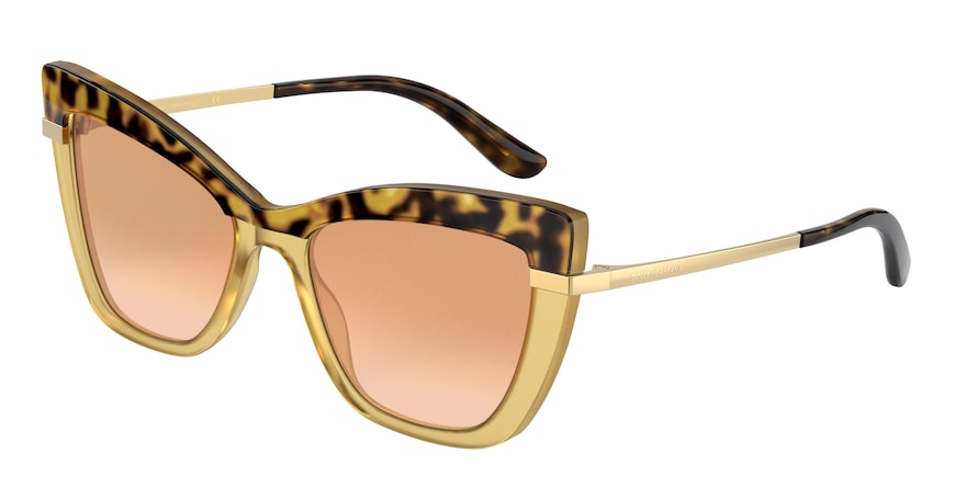 DOLCE & GABBANA DG4374F Cat Eye Sunglasses  32677H-TOP HAVANA ON OPAL OCHRE 54-18-140 - Color Map orange