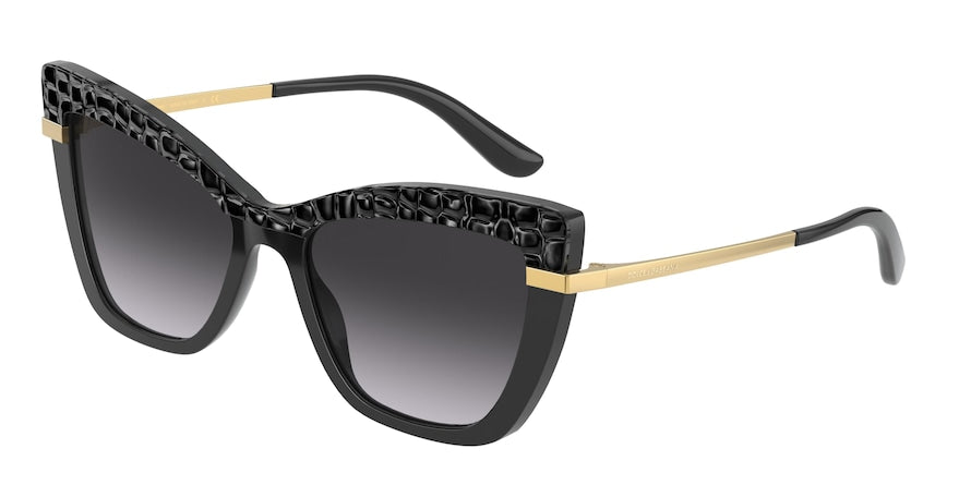 DOLCE & GABBANA DG4374F Cat Eye Sunglasses  32888G-BLACK TEXTURE COCCO 54-18-140 - Color Map black