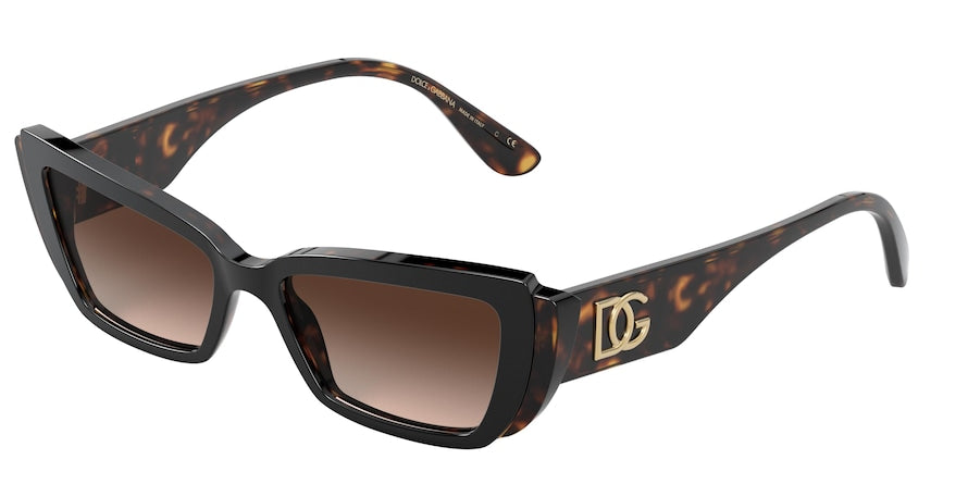 DOLCE & GABBANA DG4382F Rectangle Sunglasses  327013-TOP BLACK ON HAVANA 54-17-145 - Color Map black