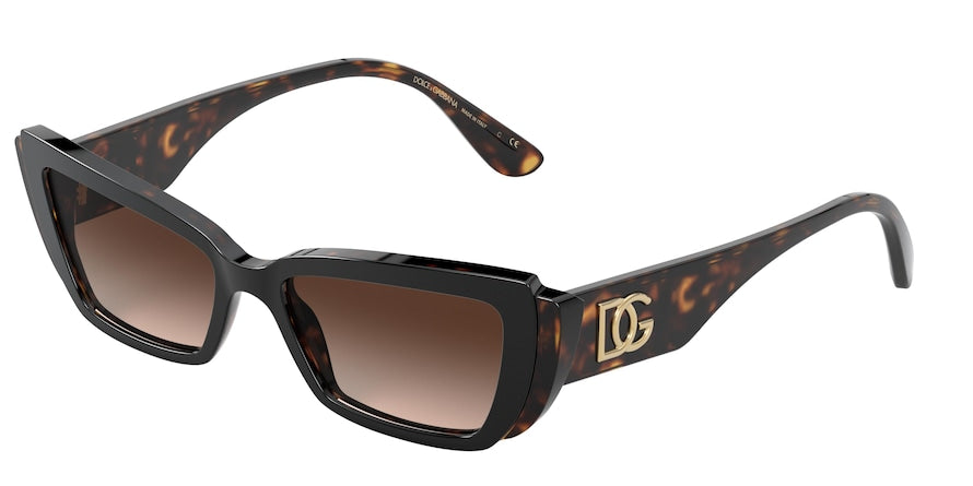 DOLCE & GABBANA DG4382 Rectangle Sunglasses  327013-TOP BLACK ON HAVANA 54-17-145 - Color Map black