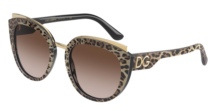DOLCE & GABBANA DG4383F Butterfly Sunglasses  316313-LEO BROWN ON BLACK 54-21-145 - Color Map multi