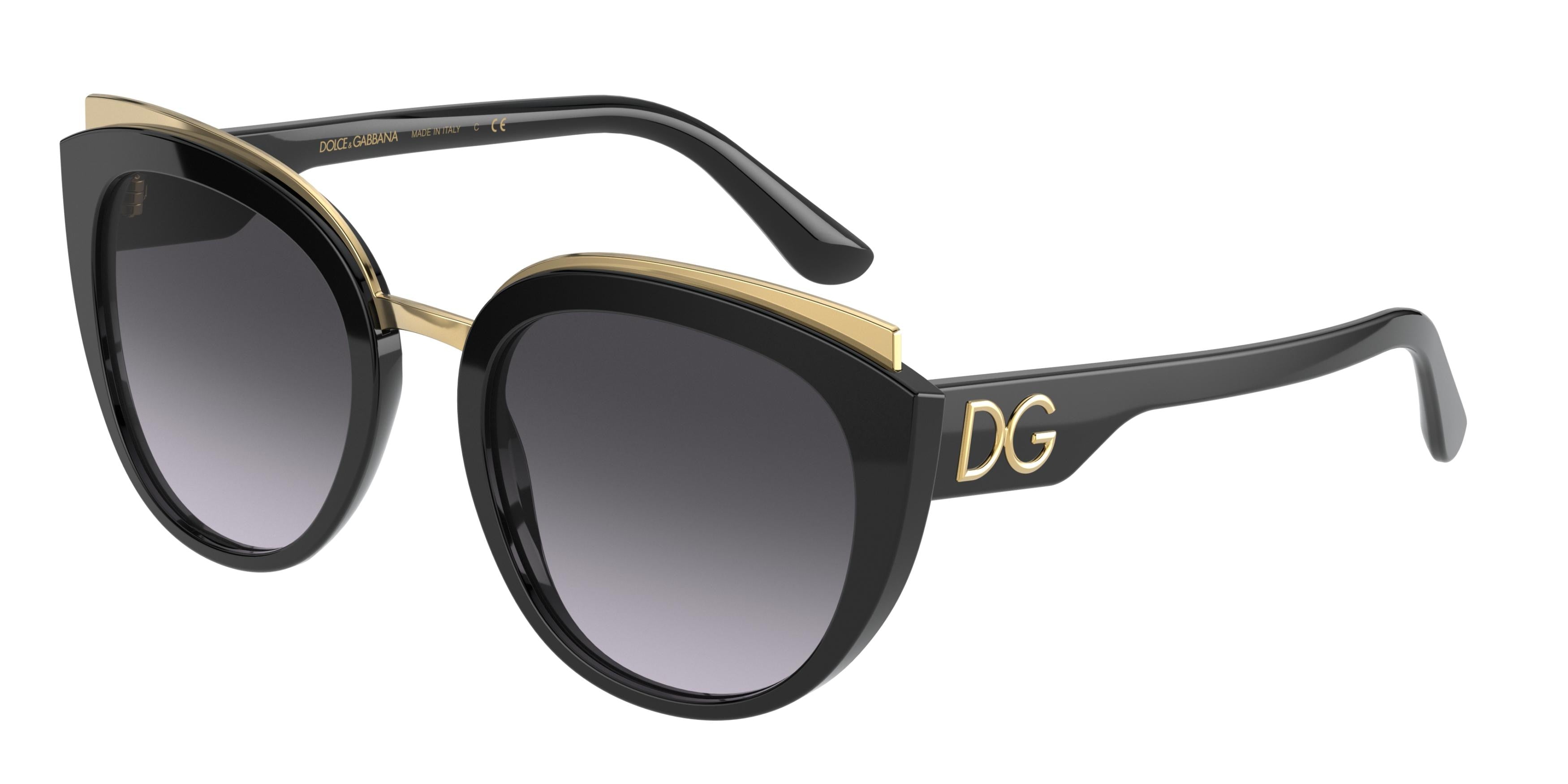 DOLCE & GABBANA DG4383 Butterfly Sunglasses  501/8G-Black 54-145-21 - Color Map Black