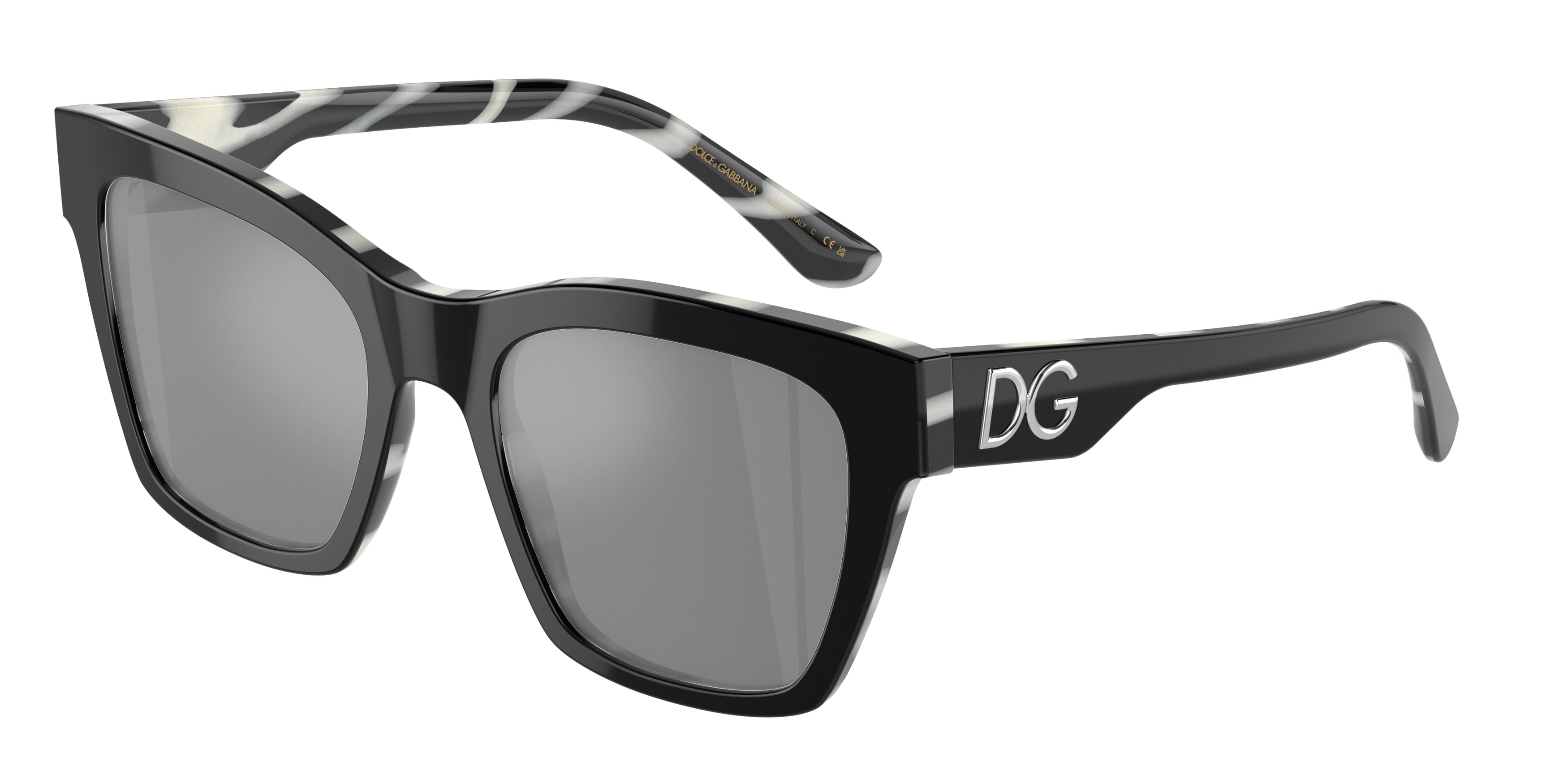 DOLCE & GABBANA DG4384 Square Sunglasses  33726G-Black On Zebra 53-145-20 - Color Map Black