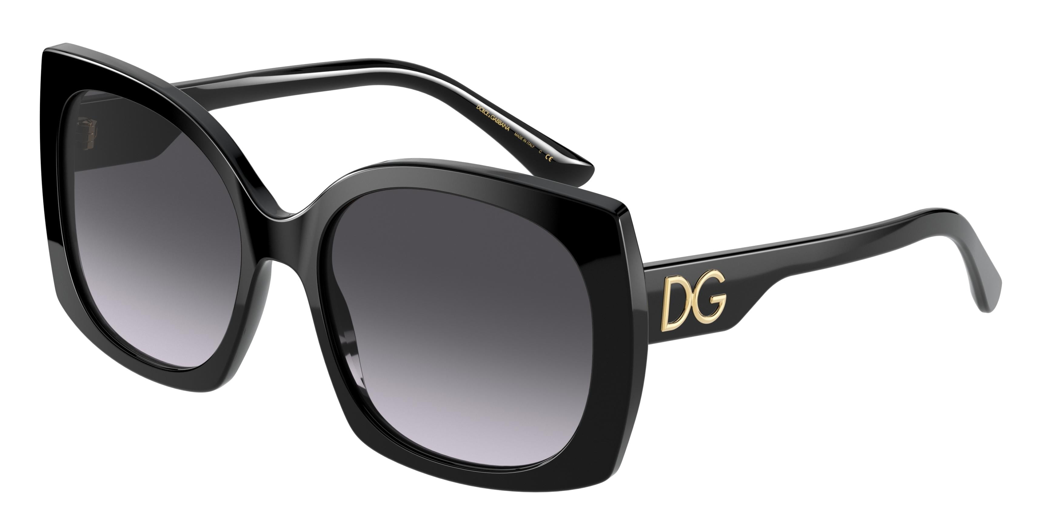 DOLCE & GABBANA DG4385 Square Sunglasses  501/8G-Black 58-145-18 - Color Map Black