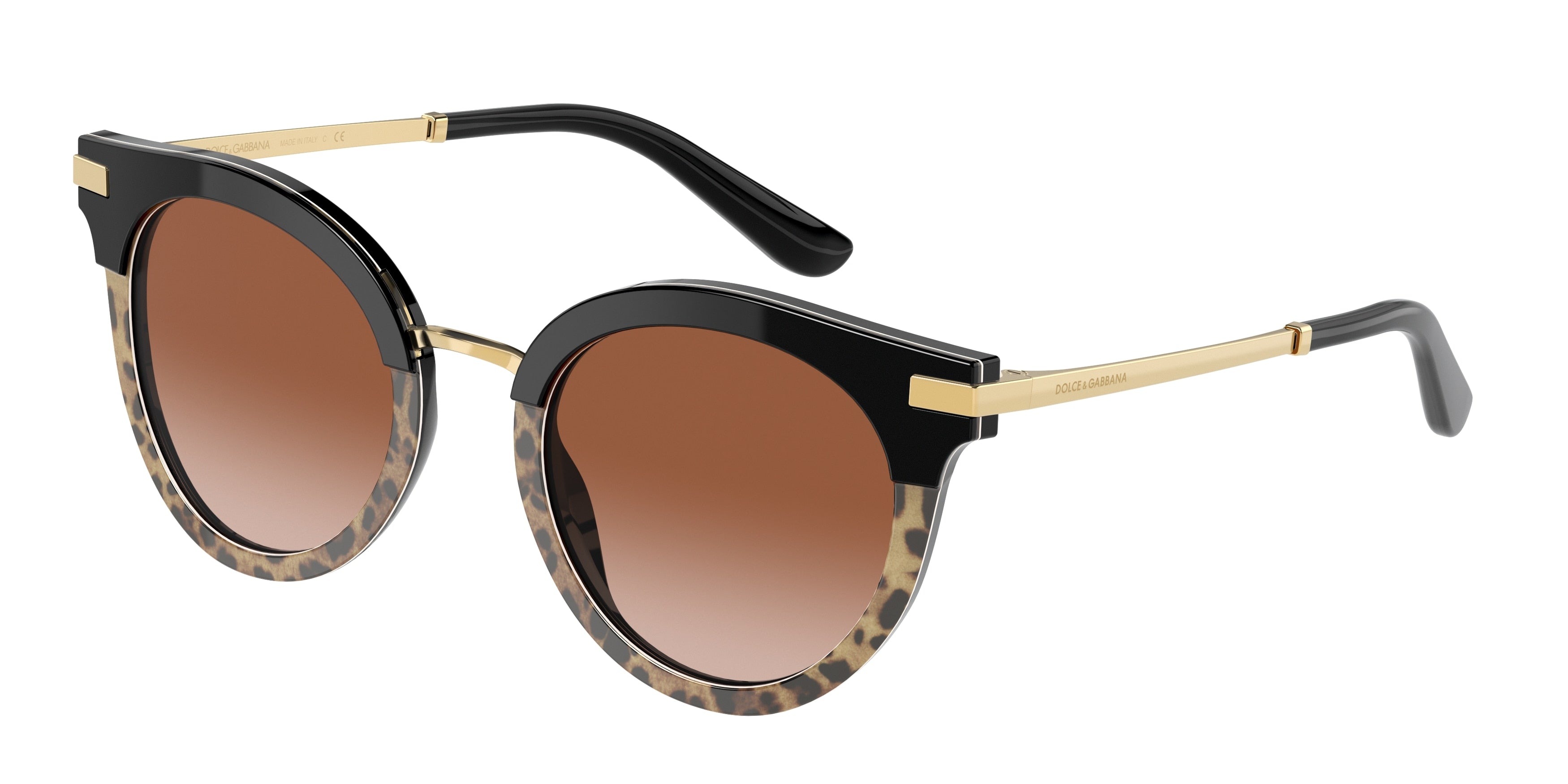 DOLCE & GABBANA DG4394F Phantos Sunglasses  324413-Black/Leo Print 50-140-22 - Color Map Black