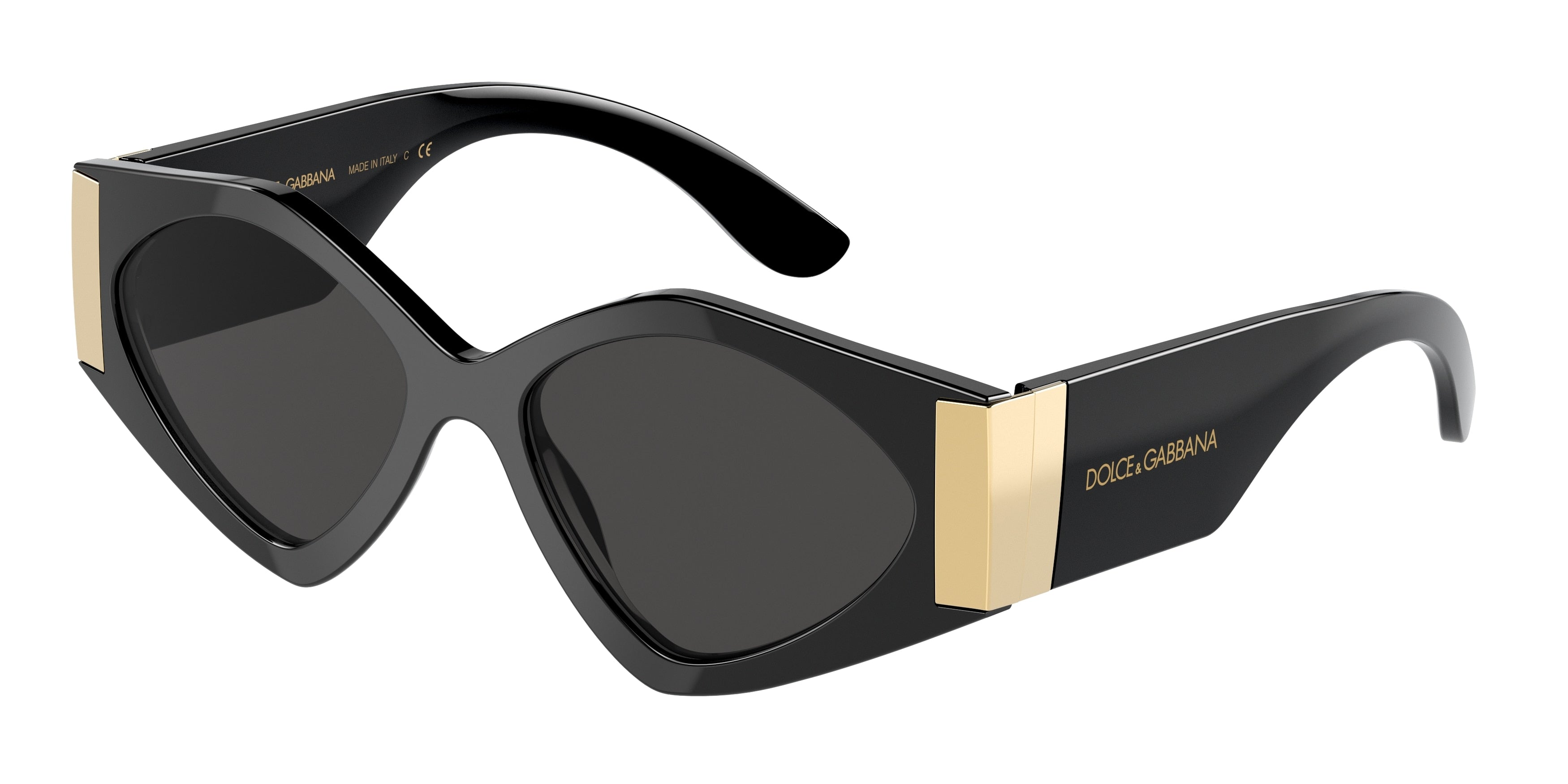 DOLCE & GABBANA DG4396F Irregular Sunglasses  501/87-Black 55-145-17 - Color Map Black