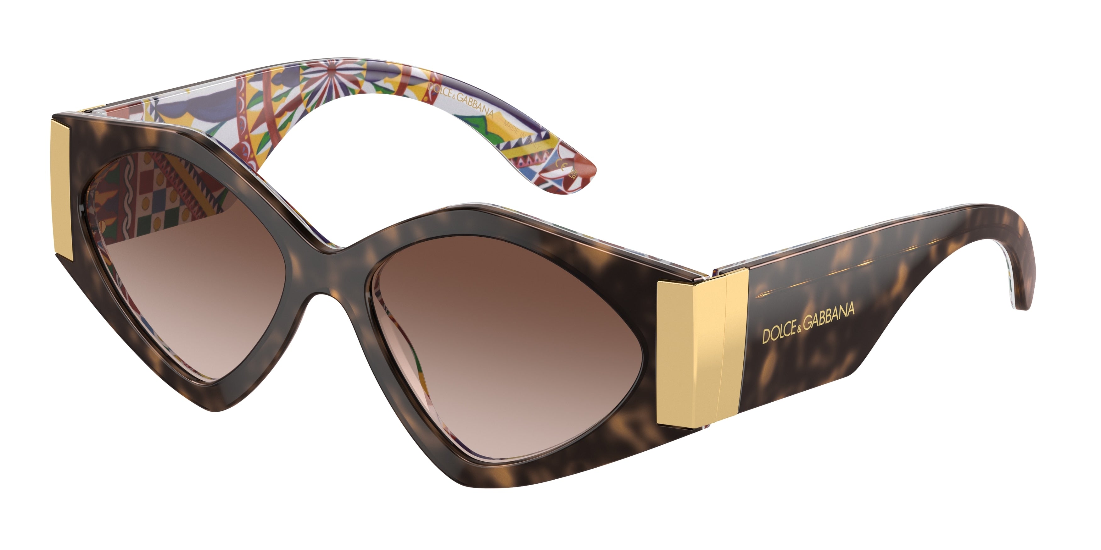 DOLCE & GABBANA DG4396 Irregular Sunglasses  321713-Havana On White Barrow 55-145-17 - Color Map Tortoise