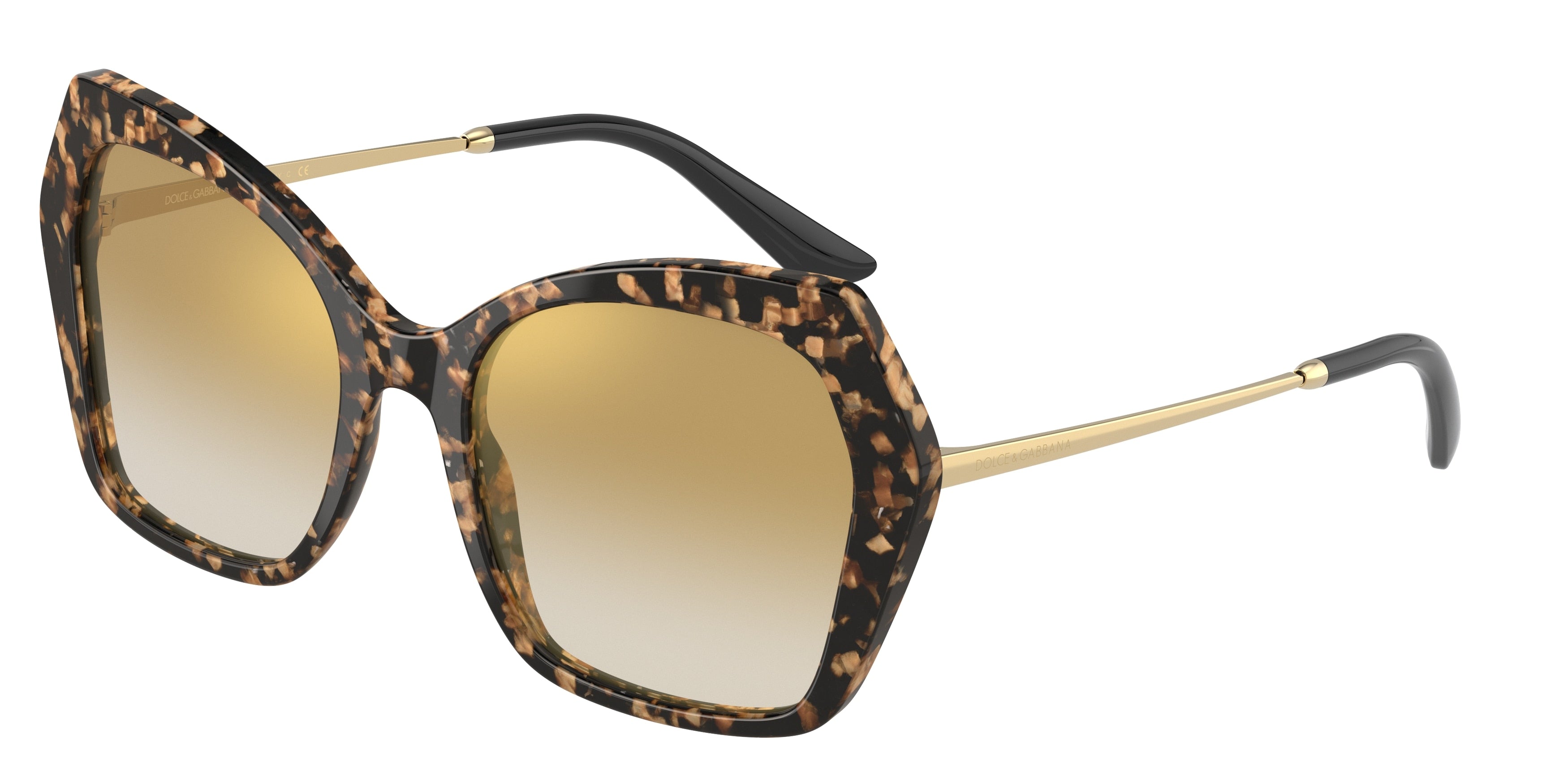DOLCE & GABBANA DG4399F Butterfly Sunglasses  911/6E-Cube Black/Gold 56-145-20 - Color Map Black
