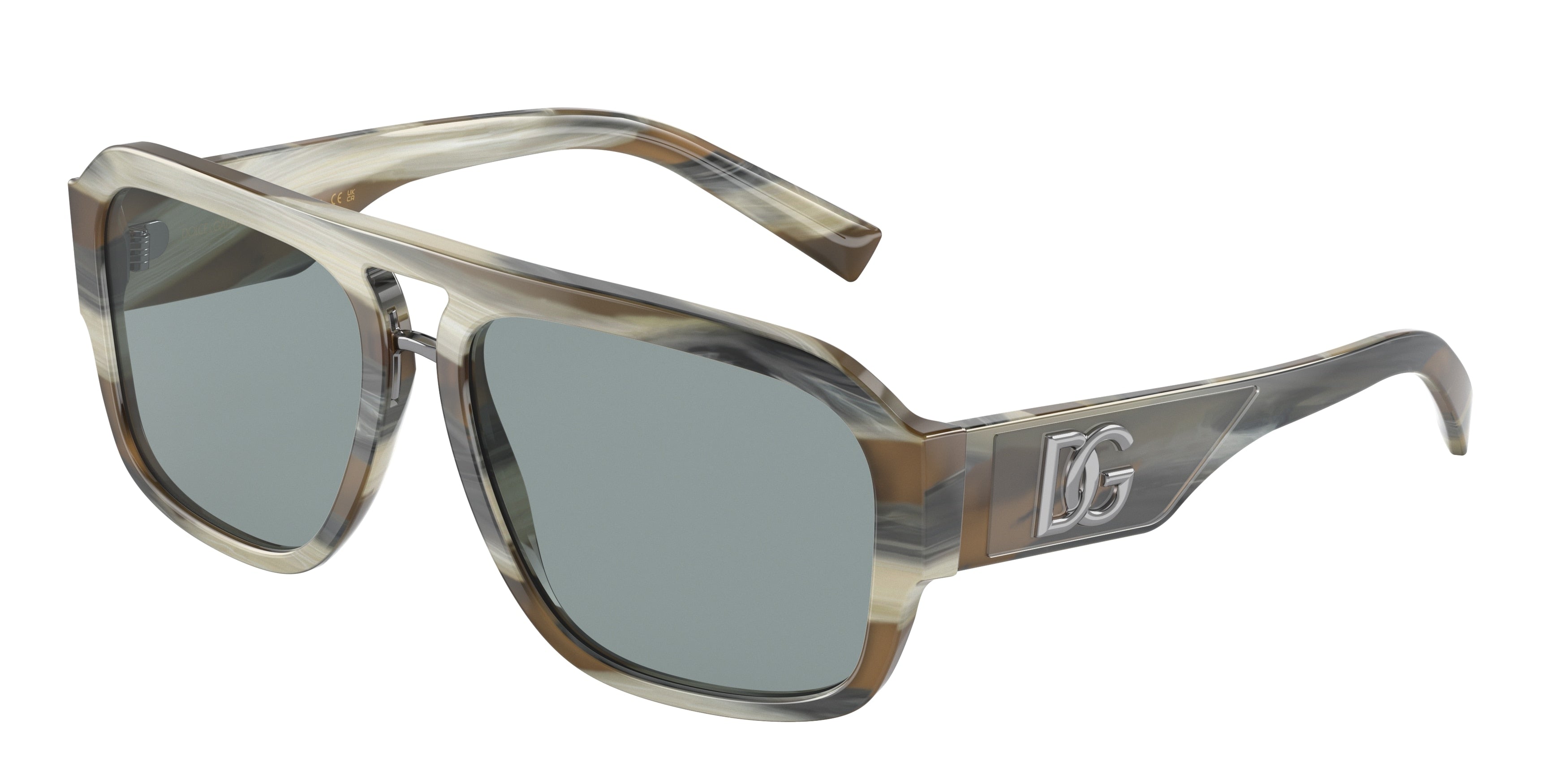 DOLCE & GABBANA DG4403 Pilot Sunglasses  339087-Grey Horn 58-140-16 - Color Map Grey