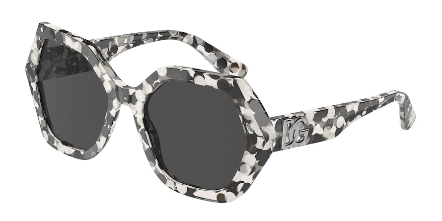DOLCE & GABBANA DG4406F Irregular Sunglasses  336187-BLACK/WHITE BUBBLE 54-19-140 - Color Map multi