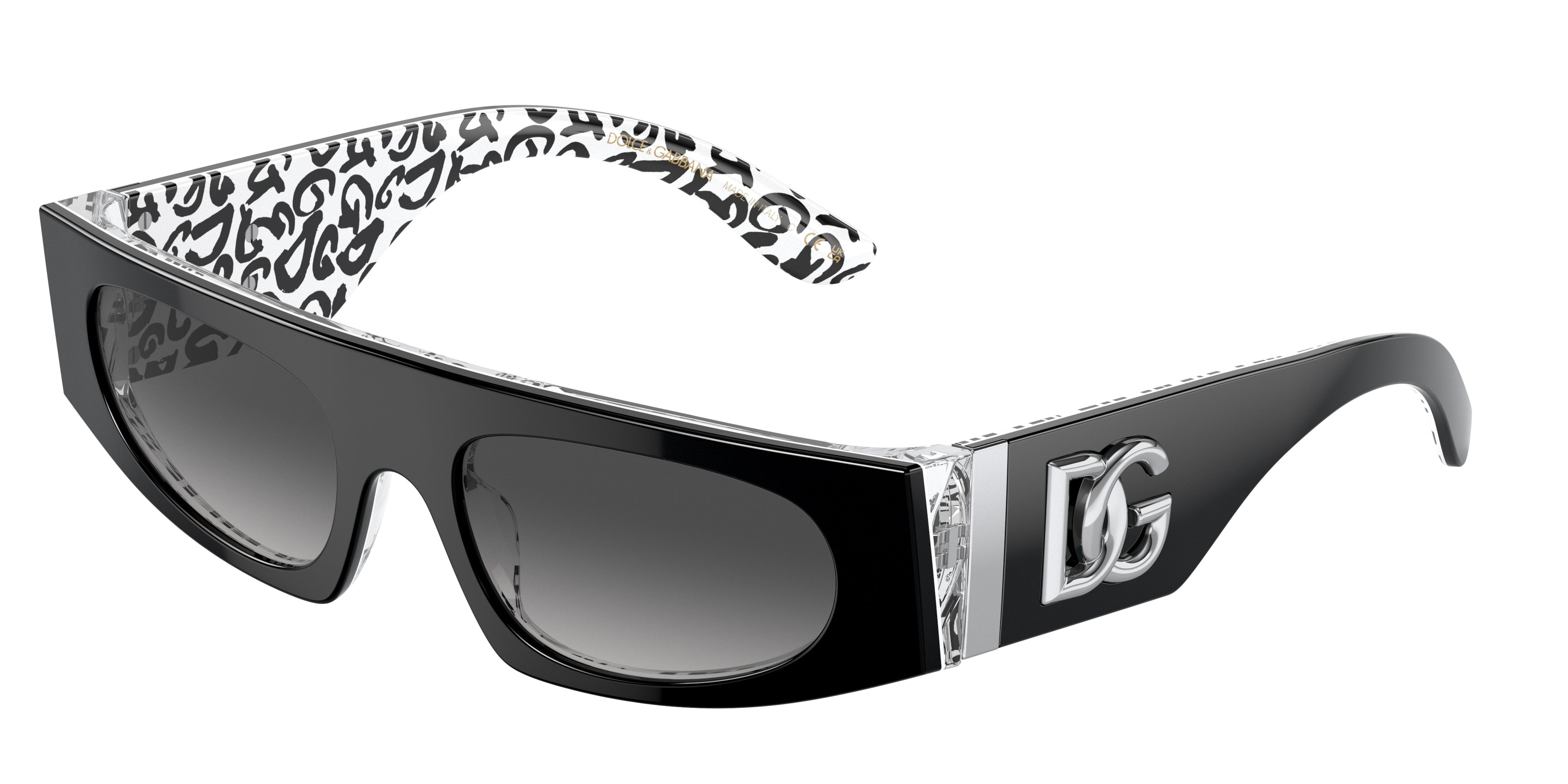 DOLCE & GABBANA DG4411 Rectangle Sunglasses  33898G-Black On New Graffiti 54-140-19 - Color Map Black