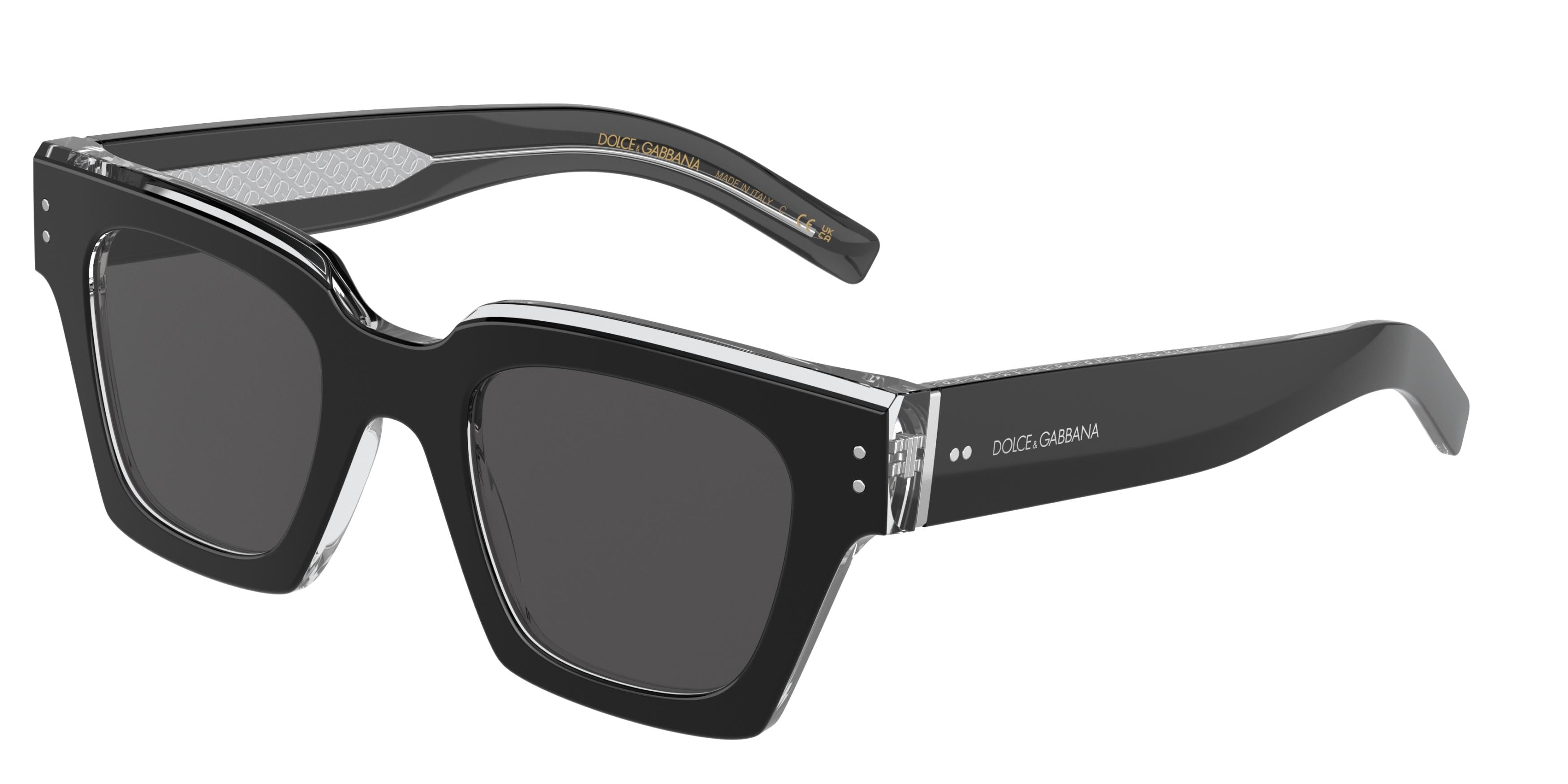 DOLCE & GABBANA DG4413 Square Sunglasses  675/R5-Black/Crystal 48-145-23 - Color Map Black