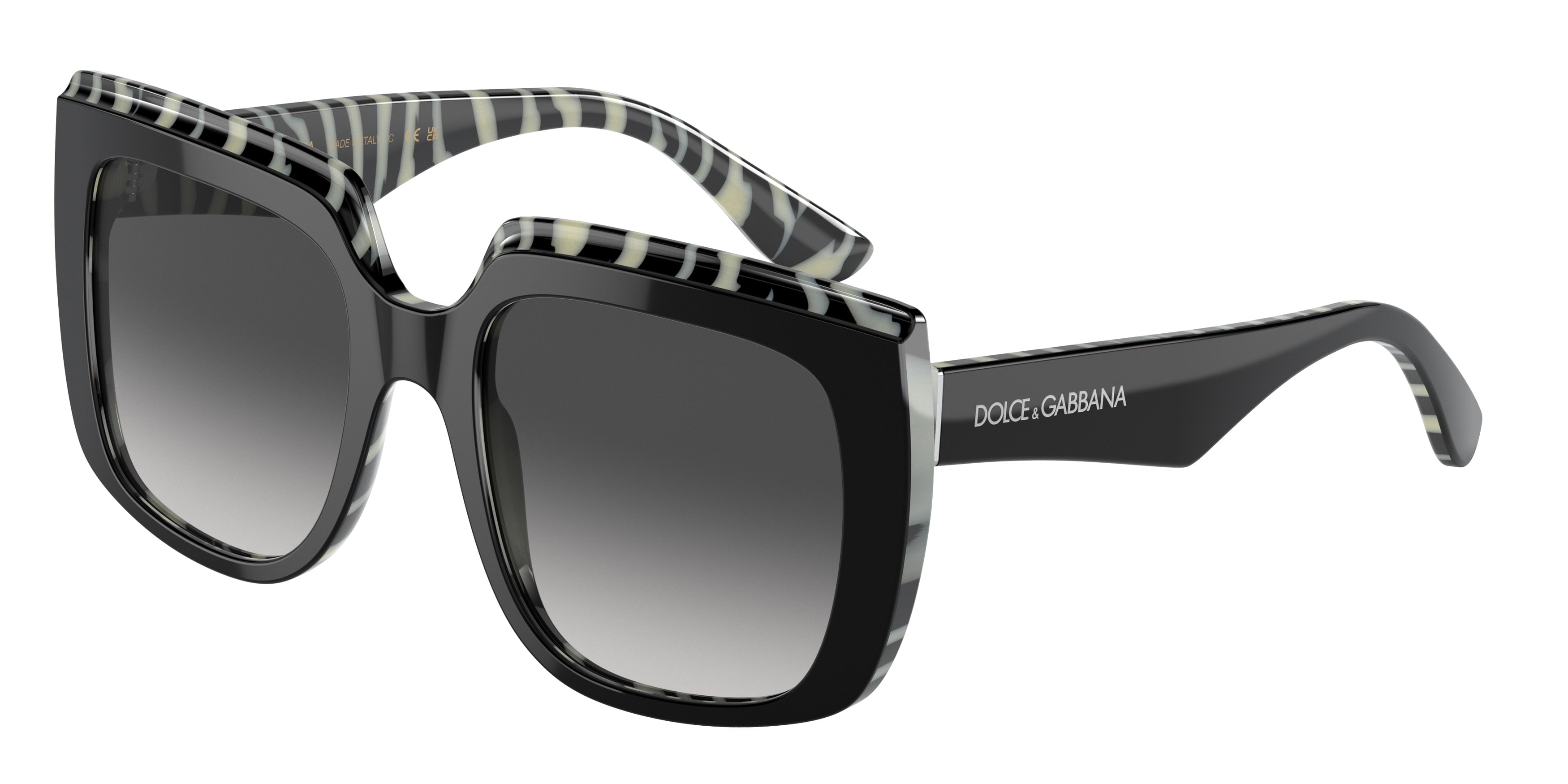 DOLCE & GABBANA DG4414F Square Sunglasses  33728G-Top Black On Zebra 54-145-20 - Color Map Black