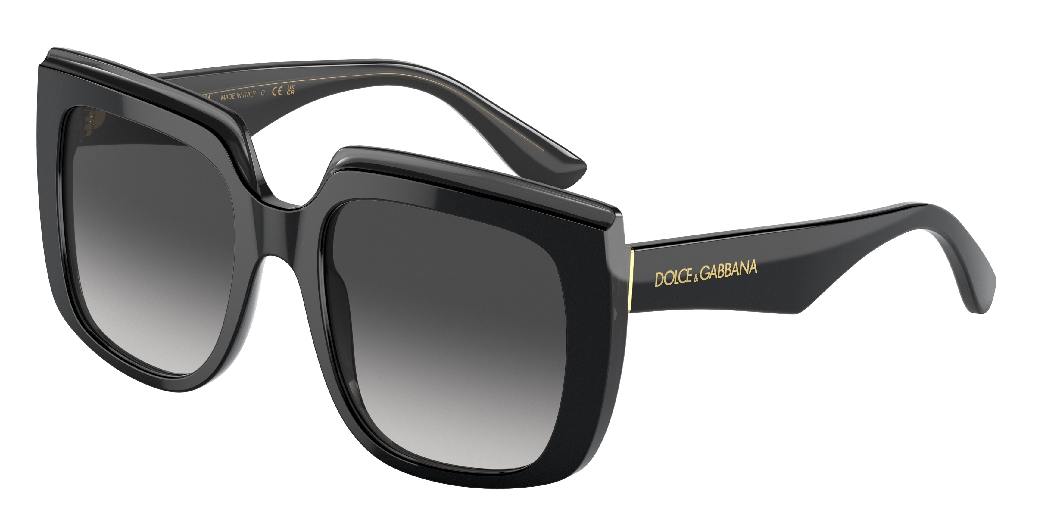 DOLCE & GABBANA DG4414F Square Sunglasses  501/8G-Black On Transparent Black 54-145-20 - Color Map Black
